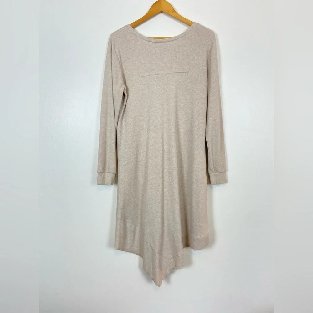 Sundance Thea Cream Asymmetrical Hem Long Sleeve Thermal Knit High Low Dress - Picture 9 of 13